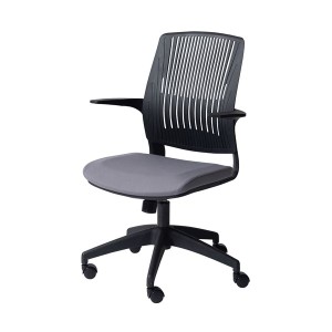 オフィス 事務用 チェア (イス 椅子) デスク (テーブル 机) チェア 約幅61.5cm グレー×ブラック 肘付き 回転式 昇降式 ロッキング機能 