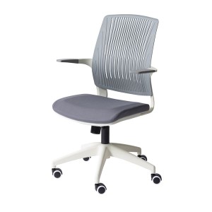 オフィス 事務用 チェア (イス 椅子) デスク (テーブル 机) チェア 約幅61.5cm グレー×ホワイト 肘付き 回転式 昇降式 ロッキング機能 