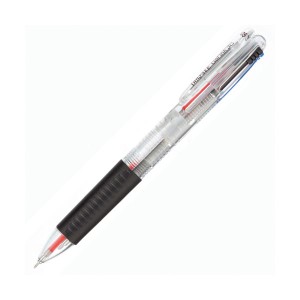（まとめ） TANOSEEノック式ゲルインク3色ボールペン （軸色 クリア） 1本 【×30セット】 送料無料