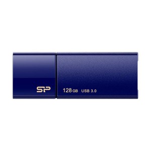 (まとめ）シリコンパワー USB3.0スライド式フラッシュメモリ 128GB ネイビー SP128GBUF3B05V1D 1個【×3セット】 送料無料