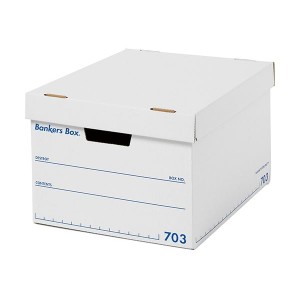 (まとめ) フェローズ バンカーズボックス 703sボックス A4 ふた付 ホワイト/ブルー 1006001 1パック(3個) 【×3セット】 白 青 送料無料