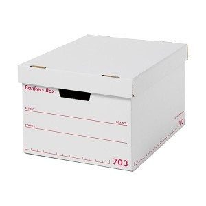 (まとめ) フェローズ バンカーズボックス 703sボックス A4 ふた付 ホワイト/レッド 1006301 1パック(3個) 【×3セット】 白 赤 送料無料