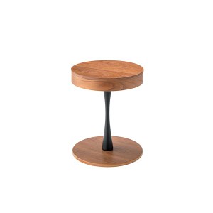 サイドテーブル エンドテーブル コーナーテーブル 小型 脇台 机 ミニテーブル 幅40cm ブラウン 円形 (丸型 ラウンド) 木製 整理 収納付き