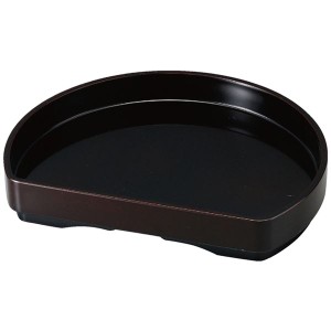 8寸 半月山路盛器/和食器 【PT漆調 溜 A】 240×193×40mm 日本製 国産 〔和食 レストラン 居酒屋 店舗 お店〕