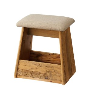 スツール イス バーチェア 椅子 カウンターチェア オットマン 足置き 幅40×奥行30×高さ45cm ベージュ 軽量 木製 パイン古材＋ファブリ