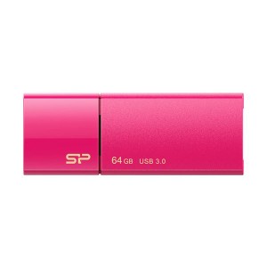 (まとめ）シリコンパワー USB3.0スライド式フラッシュメモリ 64GB ピンク SP064GBUF3B05V1H 1個【×3セット】 収納可能なスライド筺体で