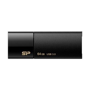 (まとめ）シリコンパワー USB3.0スライド式フラッシュメモリ 64GB ブラック SP064GBUF3B05V1K 1個【×3セット】 黒 送料無料