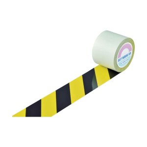 日本緑十字社 ガードテープ(ラインテープ) 黄/黒(トラ柄) 100mm幅×20m 148162 1巻 簡単設置 はく離紙付きで使いやすい 目立つ黄色とトラ