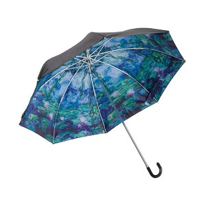 晴雨兼用名画折りたたみ傘 モネ睡蓮 2105-016 美しい名画が傘に宿る 雨にも晴れにも寄り添う、芸術の折りたたみ傘 モネの睡蓮が彩る6119-