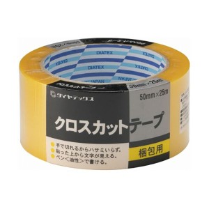 (まとめ) ダイヤテックス クロスカットテープ 50mm×25m イエロー TO1015 1巻 【×20セット】 黄 頑丈な梱包に最適 驚きのクロスカットテ