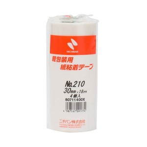 (まとめ) ニチバン 紙粘着テープ No.210 H30mm×18m 白 210H-30 1パック(4巻) 【×5セット】 瞬時に切れる 跡残りゼロのマジックテープ 