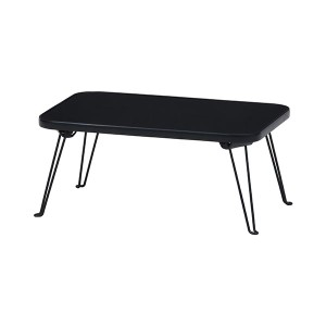 折りたたみテーブル ローテーブル 机 低い ロータイプ センターテーブル 約幅45cm ブラック×ブラック 長方形 金属 スチール カラーミニ