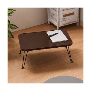 折りたたみテーブル ローテーブル 机 低い ロータイプ センターテーブル 約幅45cm ブラウン×ブラック 長方形 金属 スチール カラーミニ