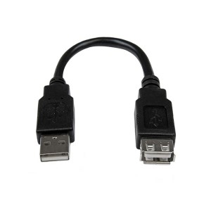 （まとめ）StarTechUSB2.0延長アダプタケーブル 配線 15cm USB A(オス)-USB A(メス) ブラック USBEXTAA6IN1本【×10セット】 黒 送料無料