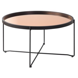 サイドテーブル エンドテーブル コーナーテーブル 小型 脇台 机 ミニテーブル 約幅73cm L ミラー天板 円形 (丸型 ラウンド) ラウンド ト