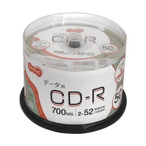 （まとめ）TANOSEE データ用CD-R700MB 52倍速 ホワイトワイドプリンタブル スピンドルケース 1パック（50枚）【×10セット】 白 送料無料