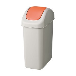 (まとめ) TANOSEE エコダストボックス スイング M 11.5L グレー／オレンジ 1個 【×10セット】 スタイリッシュな掃除用品 ゴミ箱の新定番