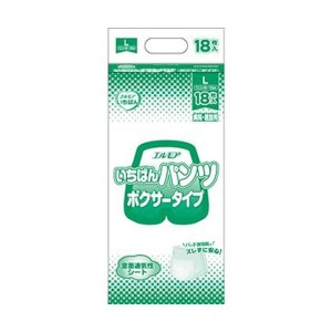 （まとめ）カミ商事 エルモア いちばん パンツボクサータイプ L 1パック（18枚）【×10セット】 送料無料