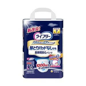 （まとめ）ユニ・チャーム ライフリー尿とりパッドなしでも長時間安心 安全 パンツ L 1パック（12枚）【×5セット】 送料無料