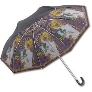 ユーパワー 名画 折りたたみ傘 晴雨兼用 〜ミュージアムアートコレクション〜 ミュシャ 「羽根」 美術館の至宝、折りたたみ傘が誕生 雨に