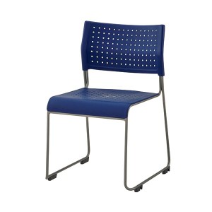 （まとめ）アイリスチトセ スタッキングチェア (イス 椅子) 樹脂座タイプ ブルー ASL-110PP-BL 1脚 【×3セット】 青 送料無料