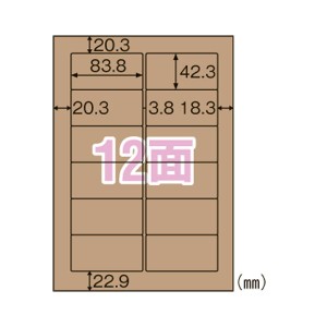 （まとめ） ヒサゴ クラフト紙ラベル ダークブラウン 12面 20枚入 【×5セット】 茶 クラフト紙の極致 段ボールや茶封筒に最適 ダークブ