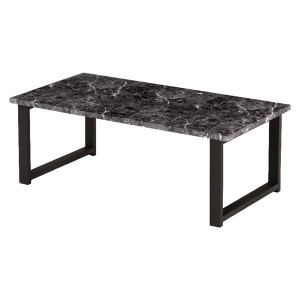 ローテーブル 机 低い ロータイプ センターテーブル センターテーブル 約幅90×奥行45×高さ32cm マーブルブラック 金属 スチール 組立品