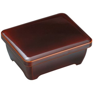 ミニ光琳丼重/重箱 【漆調春慶内朱 A】 130mm×111mm×71mm 日本製 国産 〔和食 レストラン 店舗 お店〕 送料無料