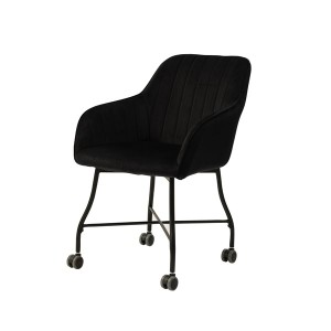 パーソナルチェア (イス 椅子) リビングチェア リビング用 応接チェア イス 椅子 約幅58cm ブラック キャスター付 移動可能 車輪付き 組