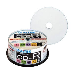 (まとめ) RITEK データ用CD-R 700MB1-52倍速 ホワイトワイドプリンタブル スピンドルケース CD-R700EXWP.30RT C1パック(30枚) 【×10セッ