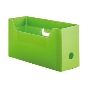 （まとめ）TANOSEE PP製ボックスファイル（組み立て式）A4ヨコ ショートサイズ グリーン 1個【×20セット】 緑 頑丈で薄く、使いやすい 