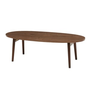 折りたたみテーブル ローテーブル 机 低い ロータイプ センターテーブル 約幅110×奥行48×高さ35cm ブラウン オーバル型 木製脚付き リ