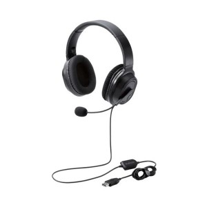 両耳オーバーヘッドタイプUSB ヘッドセット 約1.8m ブラック HS-HP30UBK 1個 黒 送料無料