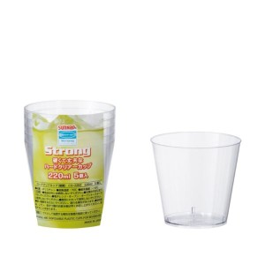 〔まとめ〕 プラスチックコップ 使い捨てコップ 220ml 5個入 180個セット 硬質 クリアカップ 硬め イベント パーティー 送料無料