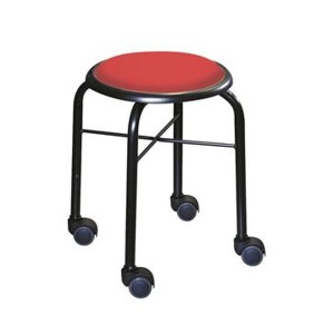 スツール イス バーチェア 椅子 カウンターチェア オットマン 足置き 幅32cm レッド×ブラック スタッキング キャスター付 移動可能 車輪
