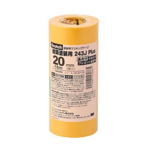 （まとめ）3M スコッチ マスキングテープ243J 塗装用 20mm×18m 243JDIY-20 1パック（6巻） 【×10セット】 バランス抜群のマスキングテ