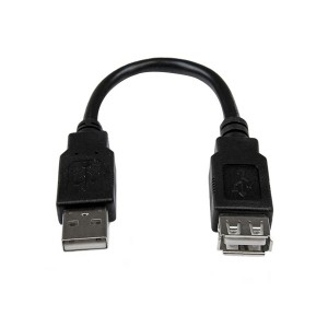 (まとめ) StarTechUSB2.0延長アダプタケーブル 配線 15cm USB A(オス)-USB A(メス) ブラック USBEXTAA6IN1本 【×30セット】 黒 送料無料