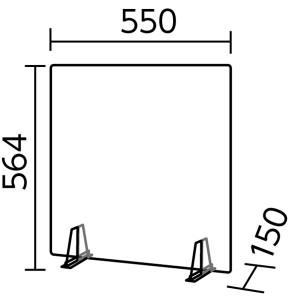 (まとめ) 飛沫防止 パネルパーテーションセット/衝立 【大】 550×564×150mm 高透明度 2mm厚 PET製 【×2セット】 送料無料