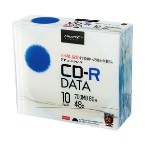 (まとめ) ハイディスク データ用CD-R700MB 48倍速 ホワイトワイドプリンタブル 5mmスリムケース TYCR80YP10SC1パック(10枚) 【×10セット
