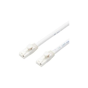 （まとめ） LANケーブル 配線 Cat6A 5m 白 LD-GPAT／WH5／RS【×10セット】 送料無料