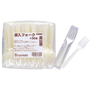 (まとめ) フォーク/使い捨て食器 【袋入り 100本入】 アウトドア パーティー 商い用 業務用 【×50個セット】 送料無料