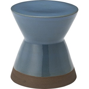 オットマン 足置き 直径30×高さ31cm ブルー 陶器製 屋外使用対応 サイドテーブル エンドテーブル コーナーテーブル 小型 脇台 机 兼用 