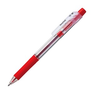 (まとめ) TANOSEE ノック式油性ボールペン ロング芯タイプ 1.0mm 赤 1本 【×100セット】 送料無料