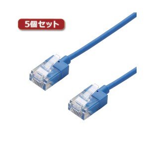 【5個セット】 LANケーブル 配線 /CAT6A/スーパースリム/3m/ブルー LD-GPASS/BU3X5 青 送料無料