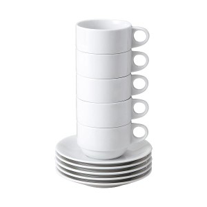 (まとめ) ピーアンドエス スタッキングコーヒー碗皿(5客入り) 【×10セット】 スタッキングコーヒー碗皿の究極セット コーヒータイムを贅