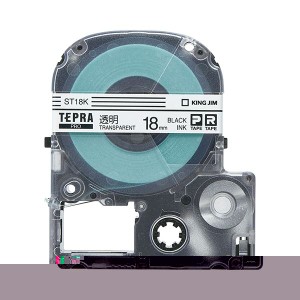 (まとめ) キングジム テプラ PRO テープカートリッジ 18mm 透明／黒文字 ST18K 1個 【×10セット】 送料無料