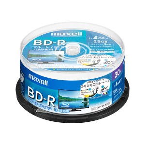 (まとめ) マクセル 録画用BD-R 130分1-4倍速 ホワイトワイドプリンタブル スピンドルケース BRV25WPE.30SP 1パック(30枚) 【×5セット】 