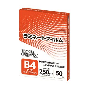 アスカ ラミネートフィルム B4サイズ グロスタイプ 250μm TF250B4 1パック(50枚) 送料無料