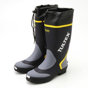 雨対策吸汗速乾ドライ裏地使用フード付長靴 ネイビー×グレー 3L 雨にも負けない 汗もサッと乾く 快適ドライ裏地フード付き長靴 ネイビー