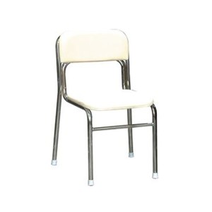 スタッキングチェア (イス 椅子) 幅45cm ホワイト×クロムメッキ 重さ4.5kg 軽量 日本製 国産 防汚 金属 スチール 完成品 1脚販売 リビン